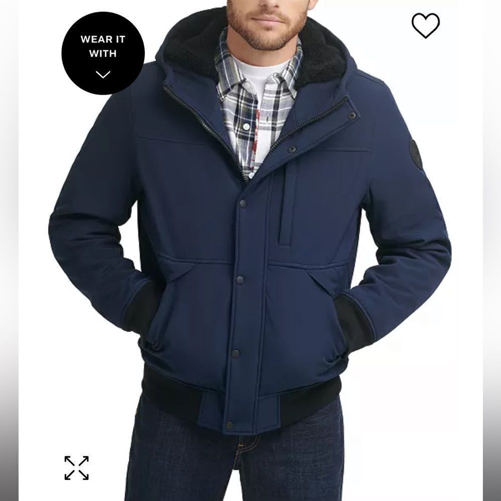 Men’s Levi Strauss Soft Shell‎ Sherpa Lined Hooded Jacket, Navy, XXL, NWT